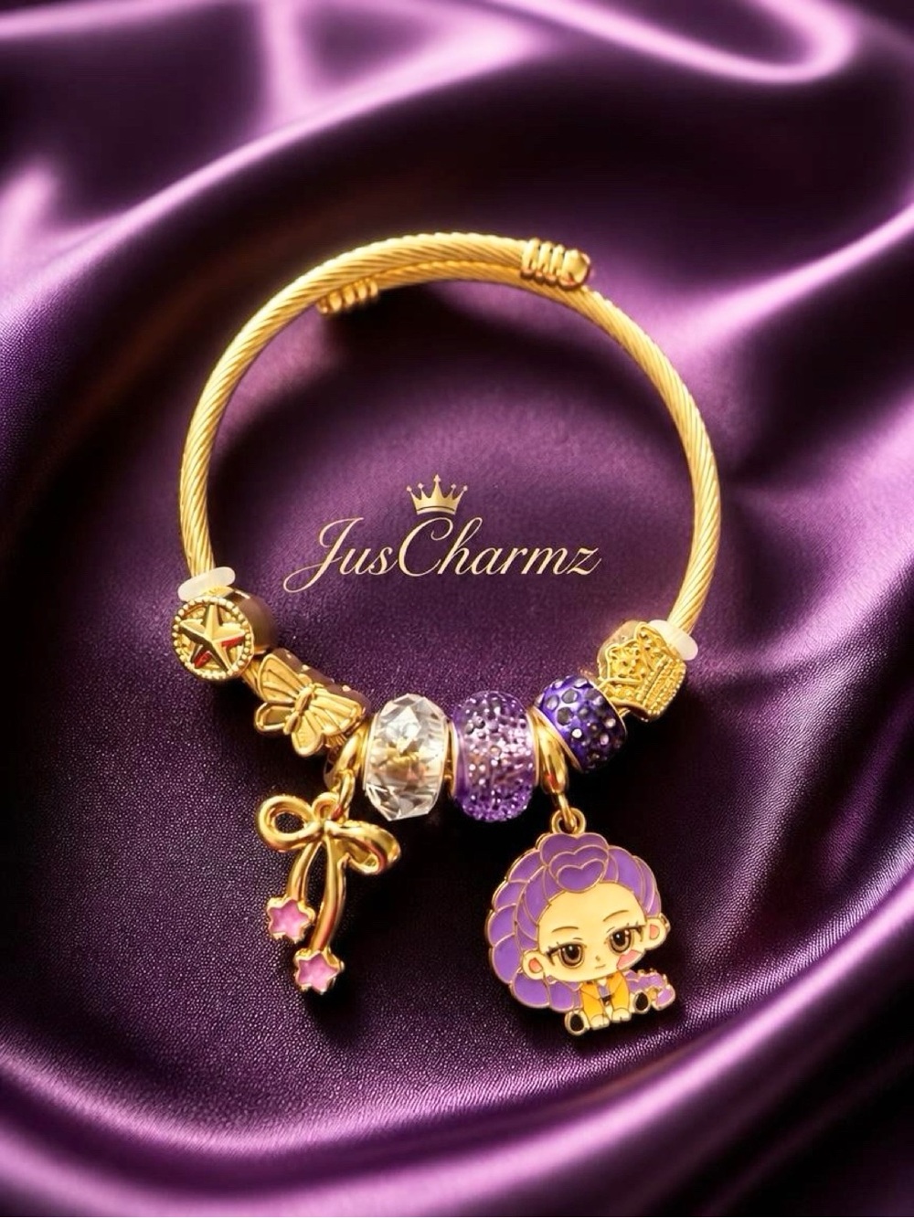 Gold & Purple Charm Bracelet
